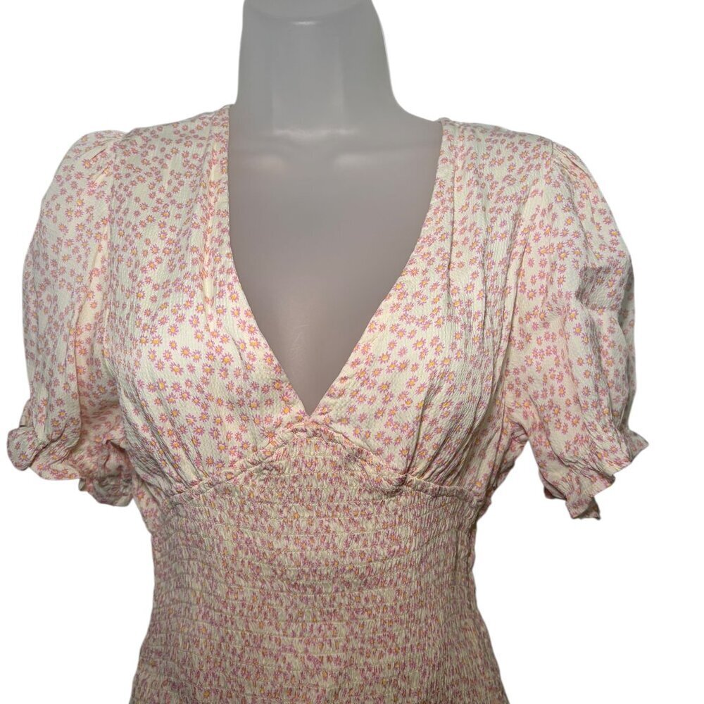 Area Stars Amalia Pink Floral Smocked Mini Dress Size Large - Picture 3 of 7